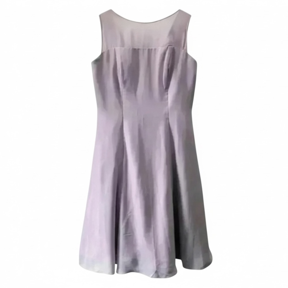 Christina Wu Dress Sheer Chiffon Sleeveless A-line Flowy Lilac Purple Gown 16 - Picture 2 of 15